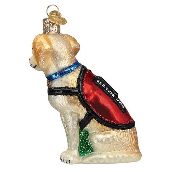 Service Dog Christmas Holiday Ornament Glass - Picture 2 of 7